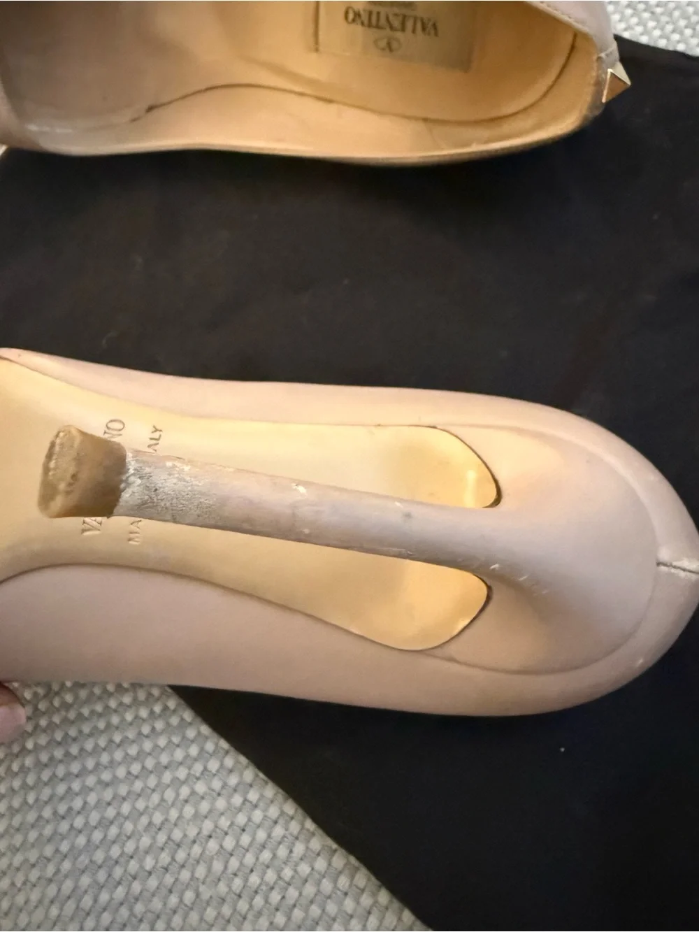 Valentino Nude Pointed-Toe Leather Stiletto Pumps
